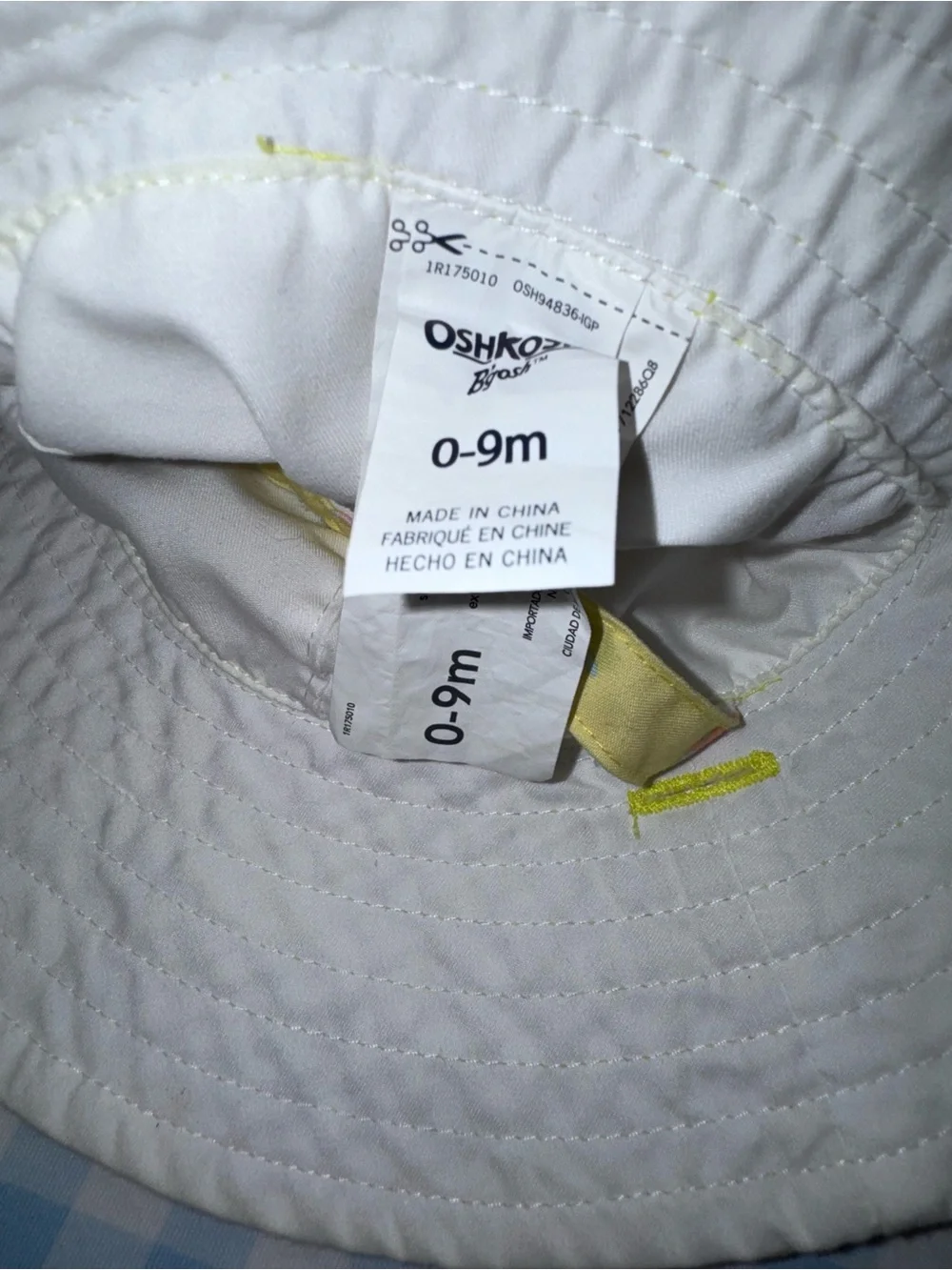 Oshkosh Yellow Floral Sun Hat for Kids - Lightweight Bucket Hat 0-9 months